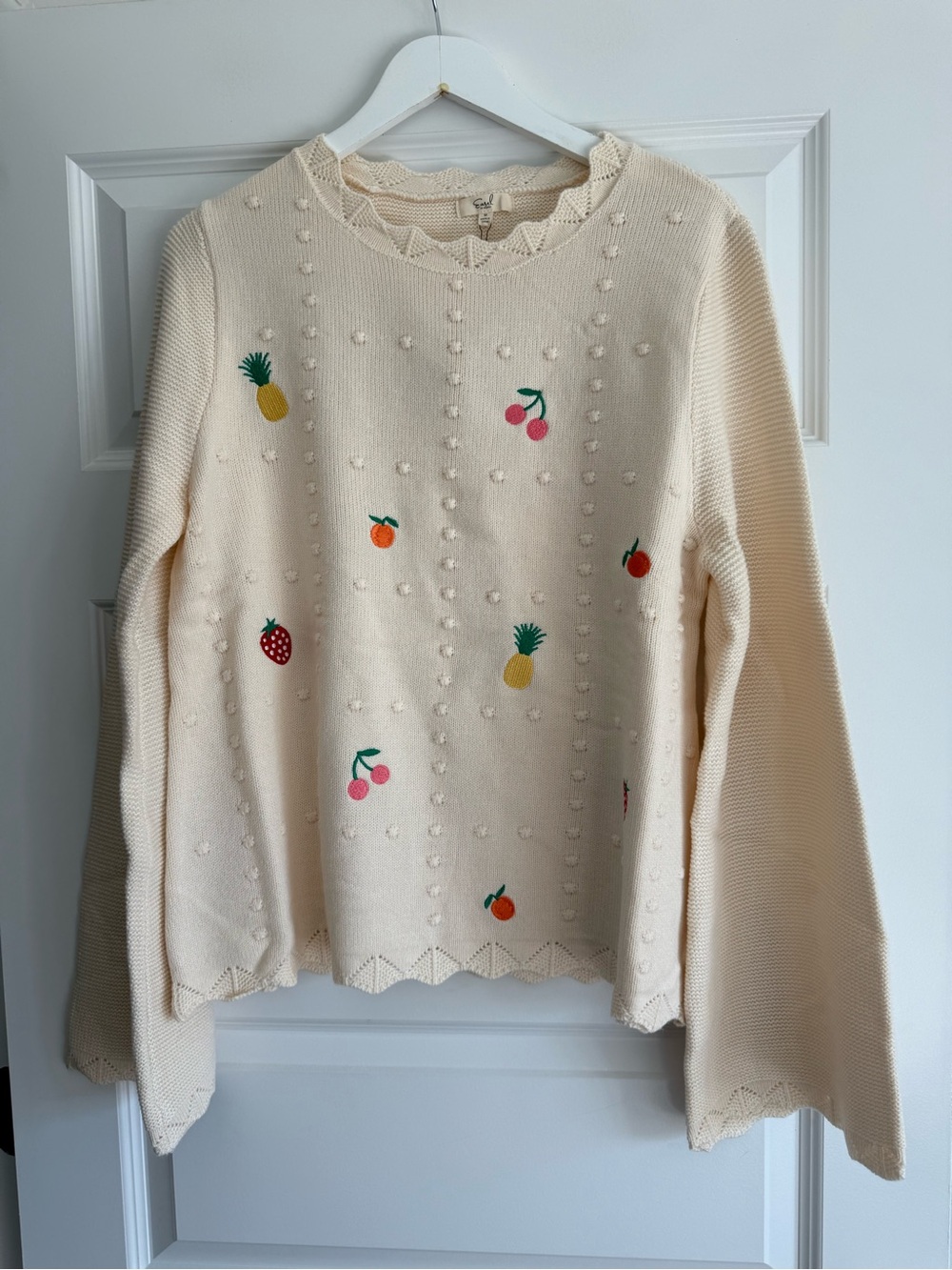 Easel Embroidered Fruit Sweater Size M NWT